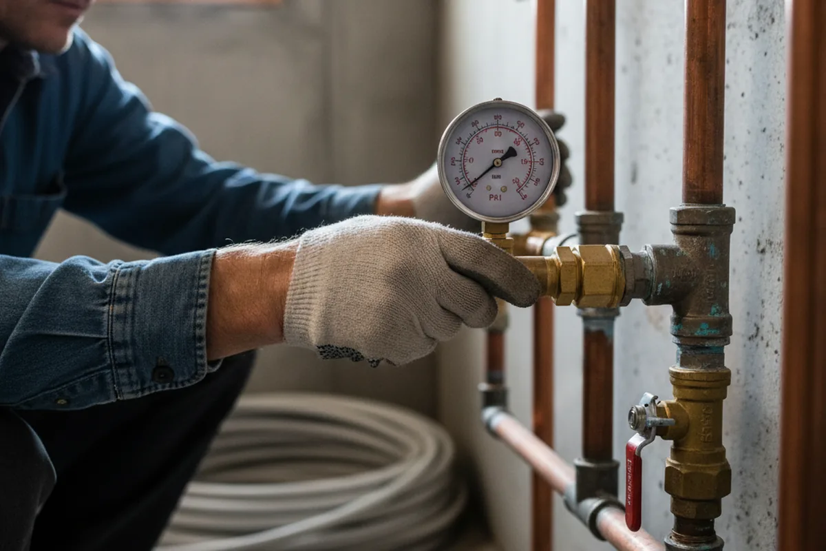 Pressure testing a repaired line during Water Line Repair in Seal Beach